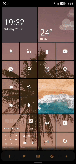 A tile being dragged across the grid in edit mode while the other tiles move out of the way