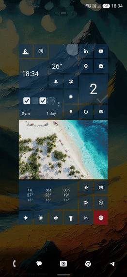 A dock icon being replaced in place in edit mode, then two icons reordering live as a finger drags between them
